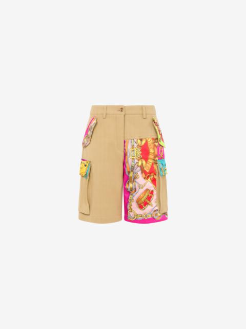 Moschino SCARF DETAILS COTTON BULL BERMUDA SHORTS