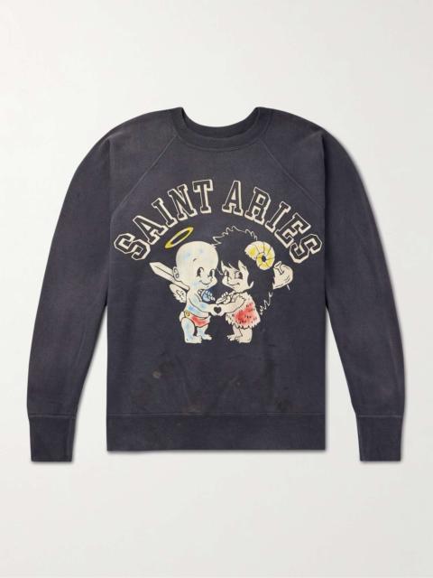 + Aries Saint Aries Printed Cotton-Jersey Sweatshirt