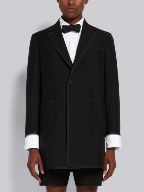 Black 3-Ply Wool Mohair Shrunken Patch Pocket High Armhole Overcoat
