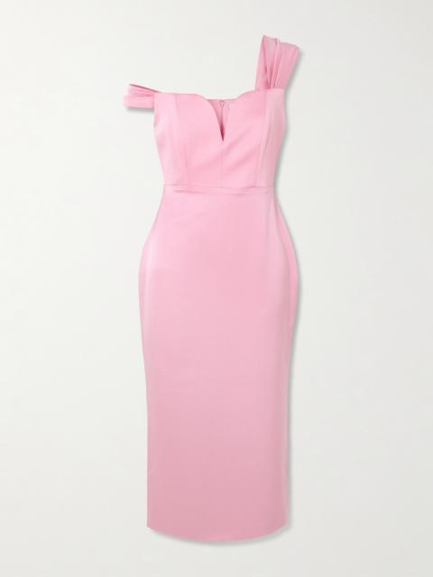 ALEX PERRY Off-the-shoulder Satin-crepe Midi Dress