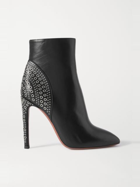 Alaïa 110 eyelet-embellished leather ankle boots