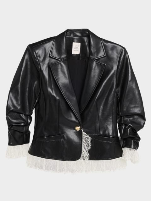 Cinq à Sept Lace-Trim Vegan Leather Blazer