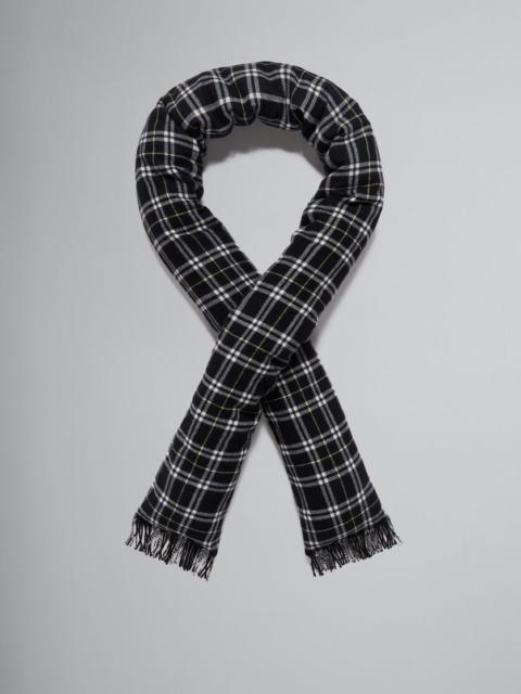 Marni BLACK CHECKED WOOL SCARF WITH PADDING