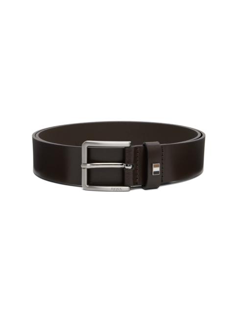 Brown Signature-Stripe Keeper Leather Belt