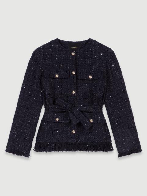 maje Sequinned tweed jacket