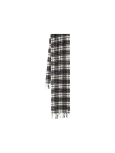 Barbour tartan-check fringed scarf