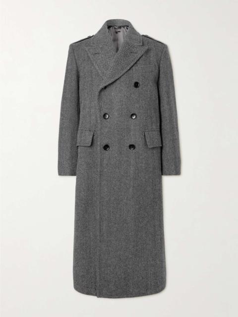 TOM FORD Double-Breasted Herringbone Virgin Wool Coat