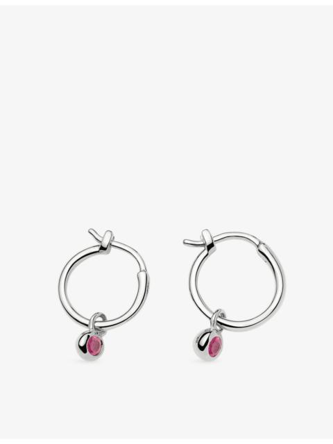 MISSOMA October Birthstone Mini Charm Silver Plated Brass And Tourmaline Hoop Earrings