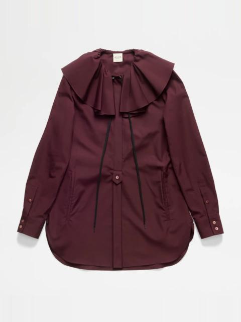 Tod's MINIDRESS BLOUSE IN POPLIN - BURGUNDY