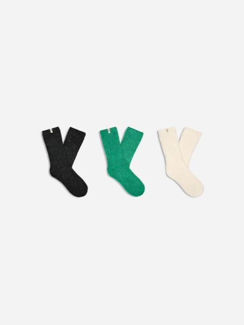 UGG ® Women's Keri Sparkle Crew Sock 3 Pack Socks in Black/Emerald/White