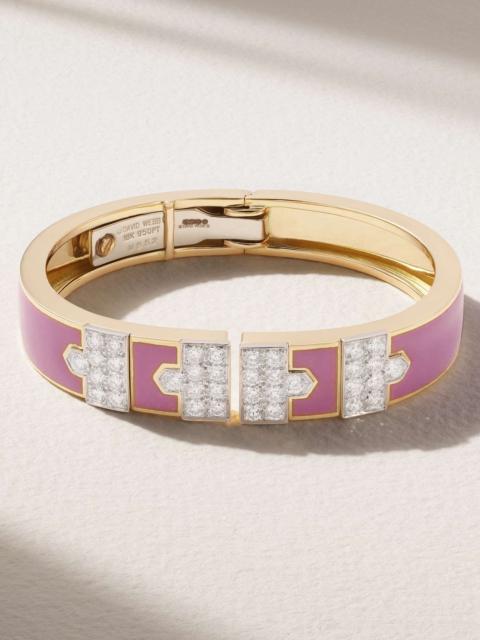Lane 18-karat gold, platinum, diamond and enamel bracelet