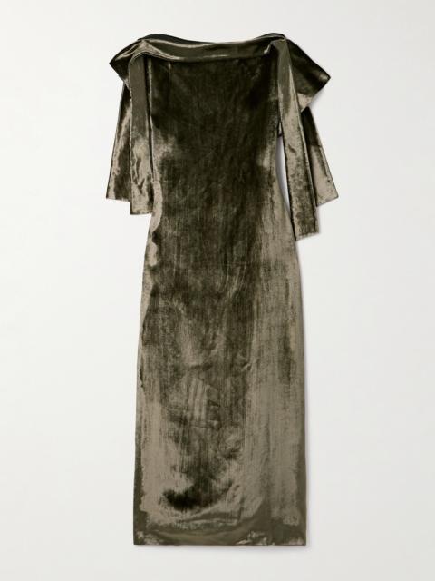 LIBEROWE Arya Draped Velvet Midi Dress