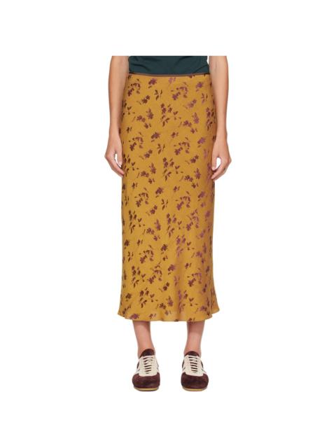 Dries Van Noten Yellow & Purple Floral Midi Skirt