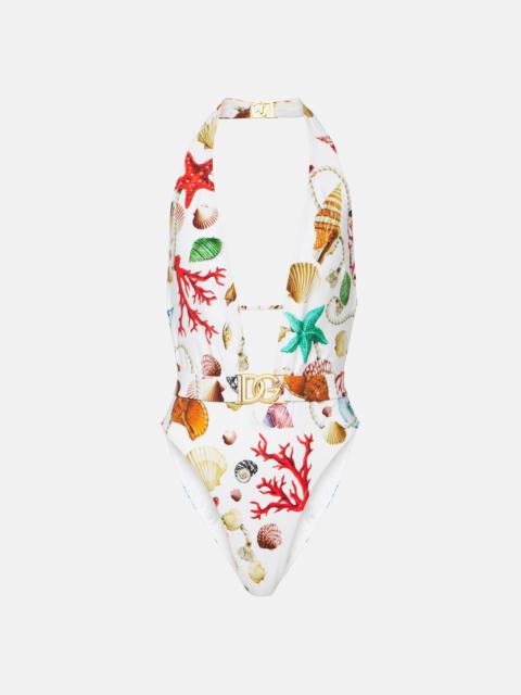 Dolce & Gabbana Capri printed halterneck swimsuit