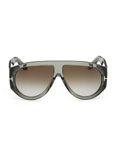 TOM FORD Men's Bronson 60MM Pilot Sunglasses - Light Green Gradient Smoke