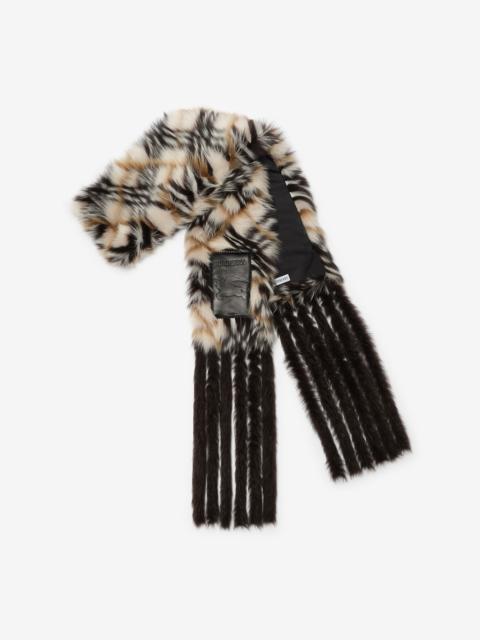 Burberry Narrow Check Shearling Scarf