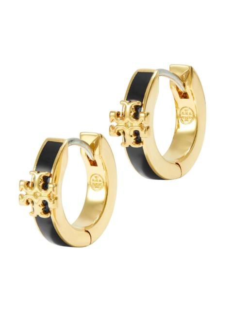TORY BURCH Women's Icon Enamel Huggie Earrings - Tory Gold Black