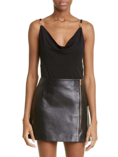 Versace Medusa Medallion Cowl Neck Jersey Tank Minidress in Black at Nordstrom