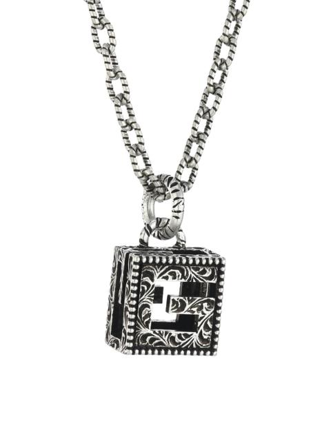 GUCCI Unisex Sterling Silver YB130 G Cube Pendant Necklace - Silver
