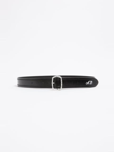 Ann Demeulemeester Niaz 4 cm Belt With Hammered Buckle and Monogram Embroidery