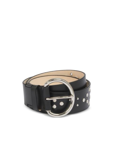 Marni black leather belt with metal studs