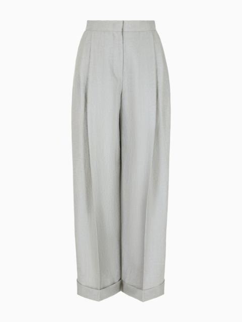 Icon ASV trousers with turn-ups in a flowing linen and Lyocell blend armure fabric