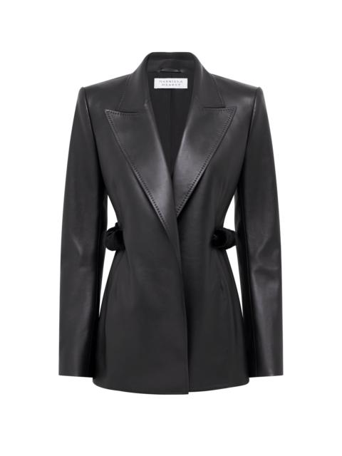 GABRIELA HEARST Epona Chain Blazer in Black Soft Leather with Recycled Fur