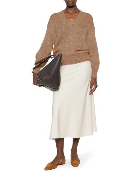 Brunello Cucinelli DAZZLING ENGLISH HALF RIB COTTON SWEATER