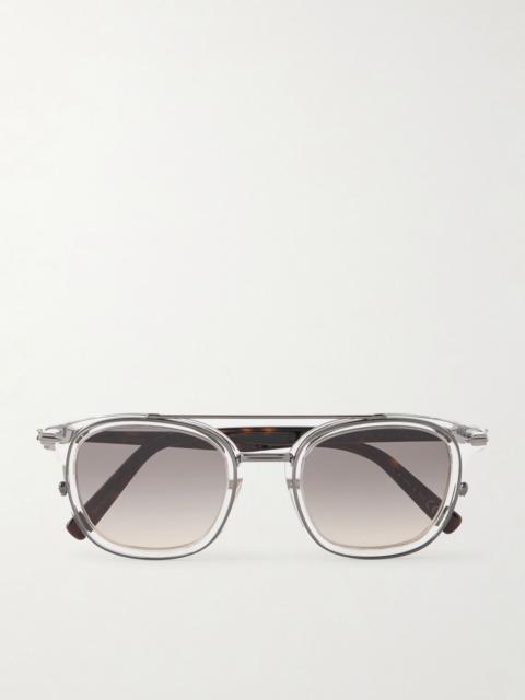 Dior DiorBlackSuit S14l Square-Frame Acetate and Silver-Tone Sunglasses Clear