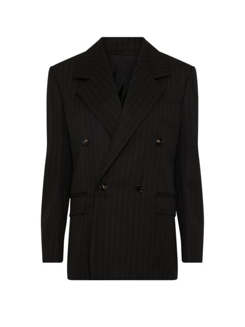 Wool shirt-jacket with fine stripes