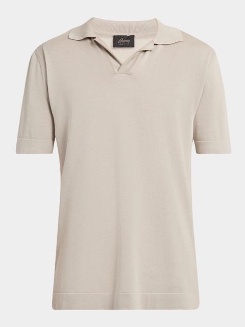 Brioni Men's Cotton and Silk Johnny Collar Polo Shirt
