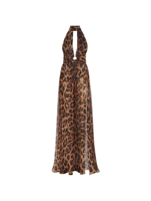 leopard-print long dress