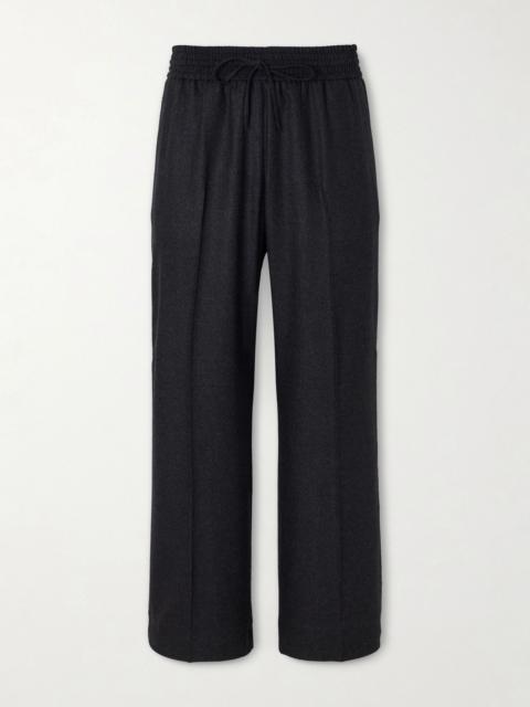 CELINE Straight-Leg Cashmere Flannel Drawstring Trousers Gray