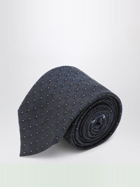 FERRAGAMO Dark blue Gancini silk jacquard tie