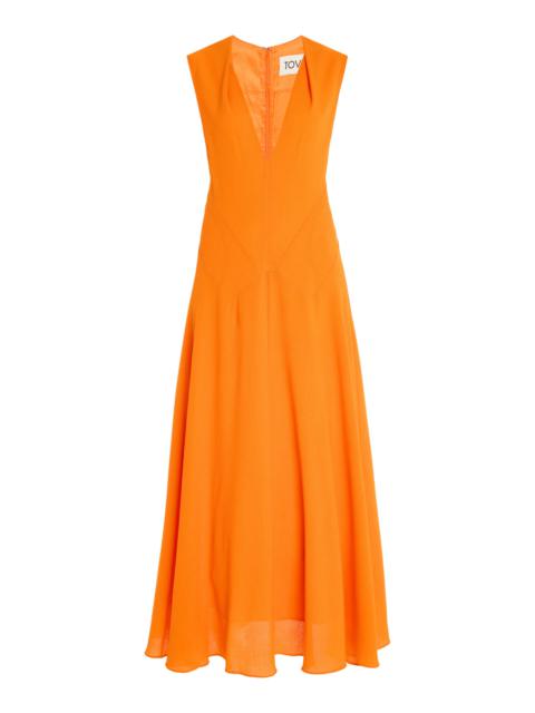 TOVE Ambre Wool Crepe Maxi Dress orange
