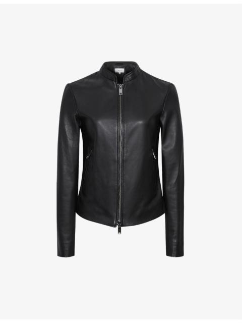 REISS Allie slim-fit leather biker jacket