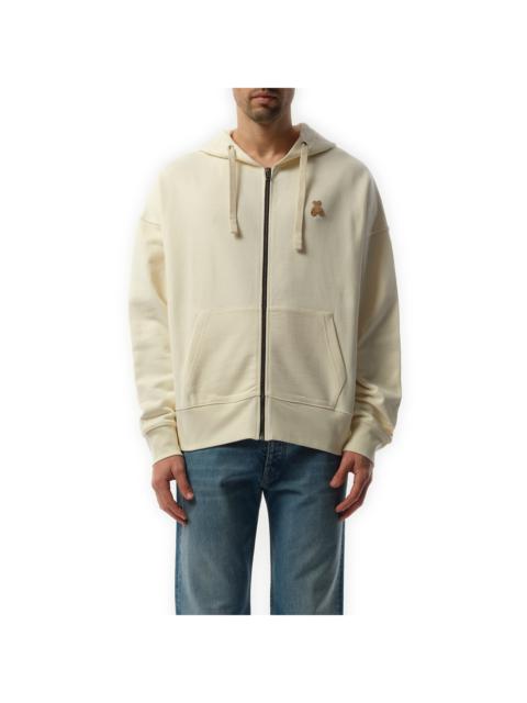 Palm Angels Bear in Mind Zip Hoodie in Off White/Brown