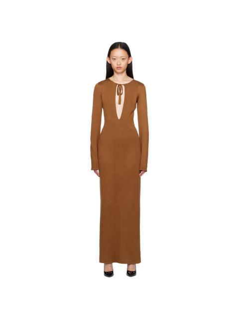 Brown Keyhole Maxi Dress