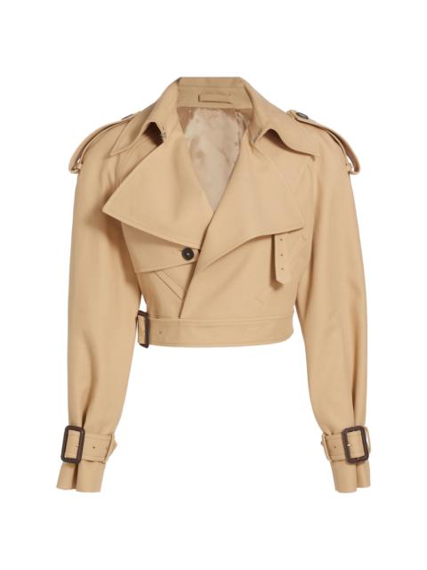 WARDROBE.NYC Women's Perfecto Cotton Crop Trench Coat - Khaki