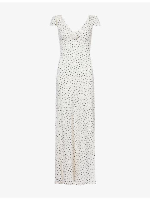 RIXO Cathy Polka-Dot Woven Midi Dress