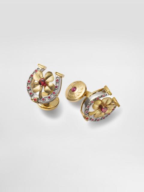 Dolce & Gabbana Good Luck Cufflinks 18 carat yellow gold and rubies