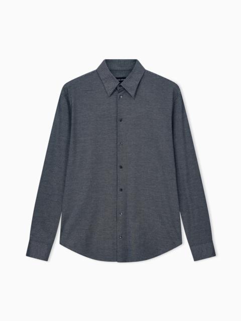 GIORGIO ARMANI SHIRT REGULAR FIT IN MICRO JACQUARD COTTON JERSEY