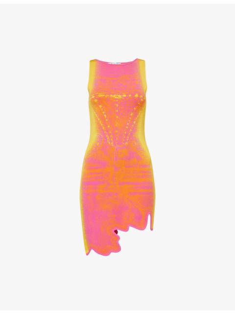 PH5 Hazel Scalloped-Hem Stretch-Knit Mini Dress