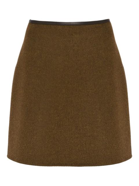 Yves Salomon leather-trimmed wool-cashmere blend mini skirt
