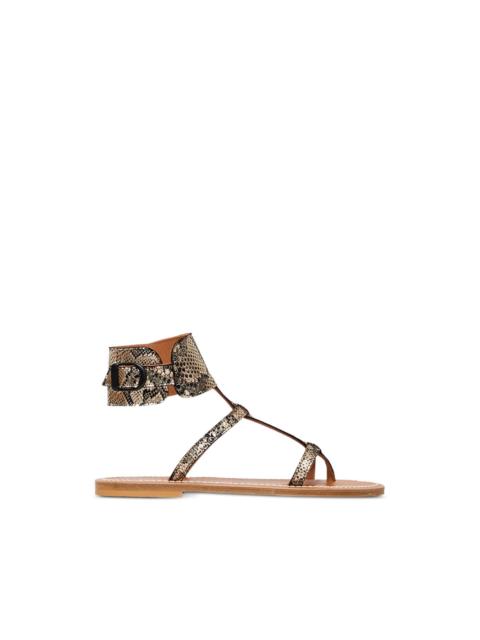 K.JACQUES Caravelle snakeskin-effect leather flat sandals