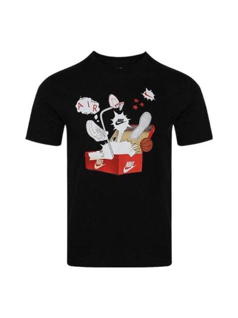 Nike Men's Nike Cartoon Shoes Box Logo Printing Round Neck Sports Short Sleeve Black T-Shirt DH0016-010