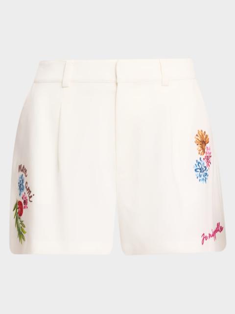 Cinq à Sept Emmie Embroidered Vine Shorts