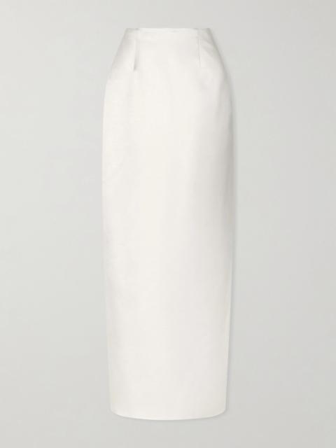 DANIELLE FRANKEL Tristan silk and wool-blend satin maxi skirt Off-white