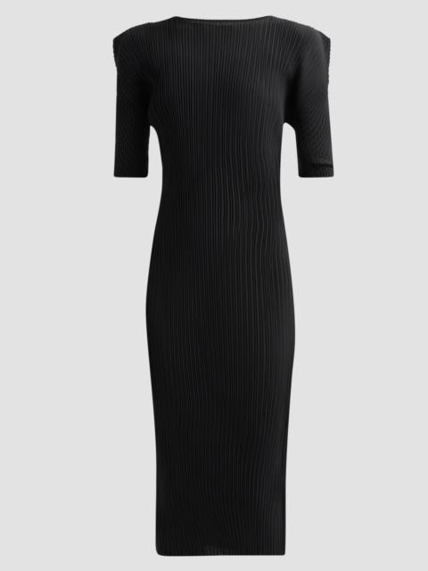 ISSEY MIYAKE Women's Box Shoulder Pleats Midi Dress - Black