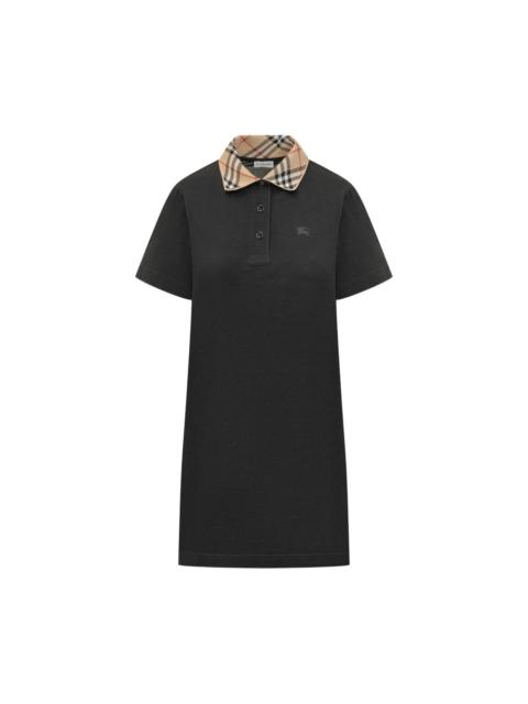 Check collar cotton dress